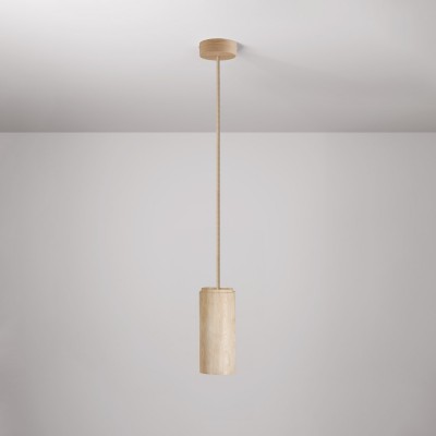 Hanglamp met houten lampenkap voor Tub-E27 spot