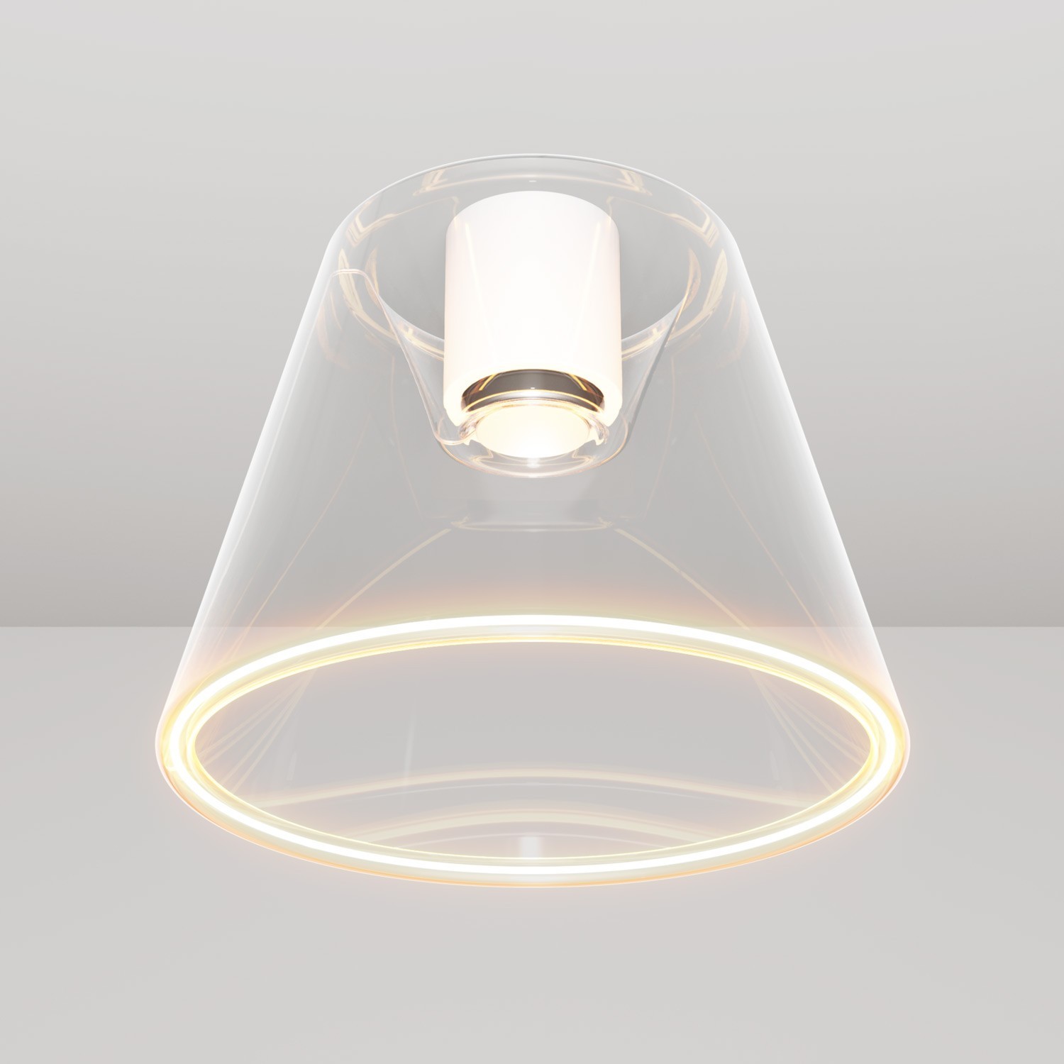 Design plafondlamp met transparante kegelvormige Ghost bol