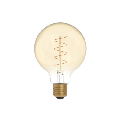 LED Gouden LED Carbon Filament lamp C06 Gebogen Spiraal Globe G95 4W E27 Dimbaar 1800K