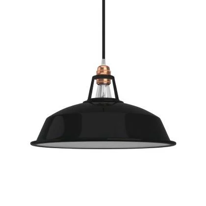 Harbour lampenkap in geëmailleerd metaal met E27 fitting, 38 cm diameter - zwart