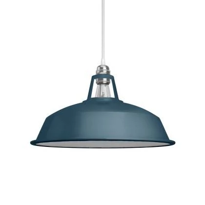 Harbour lampenkap in geëmailleerd metaal met E27 fitting, 38 cm diameter - petrol