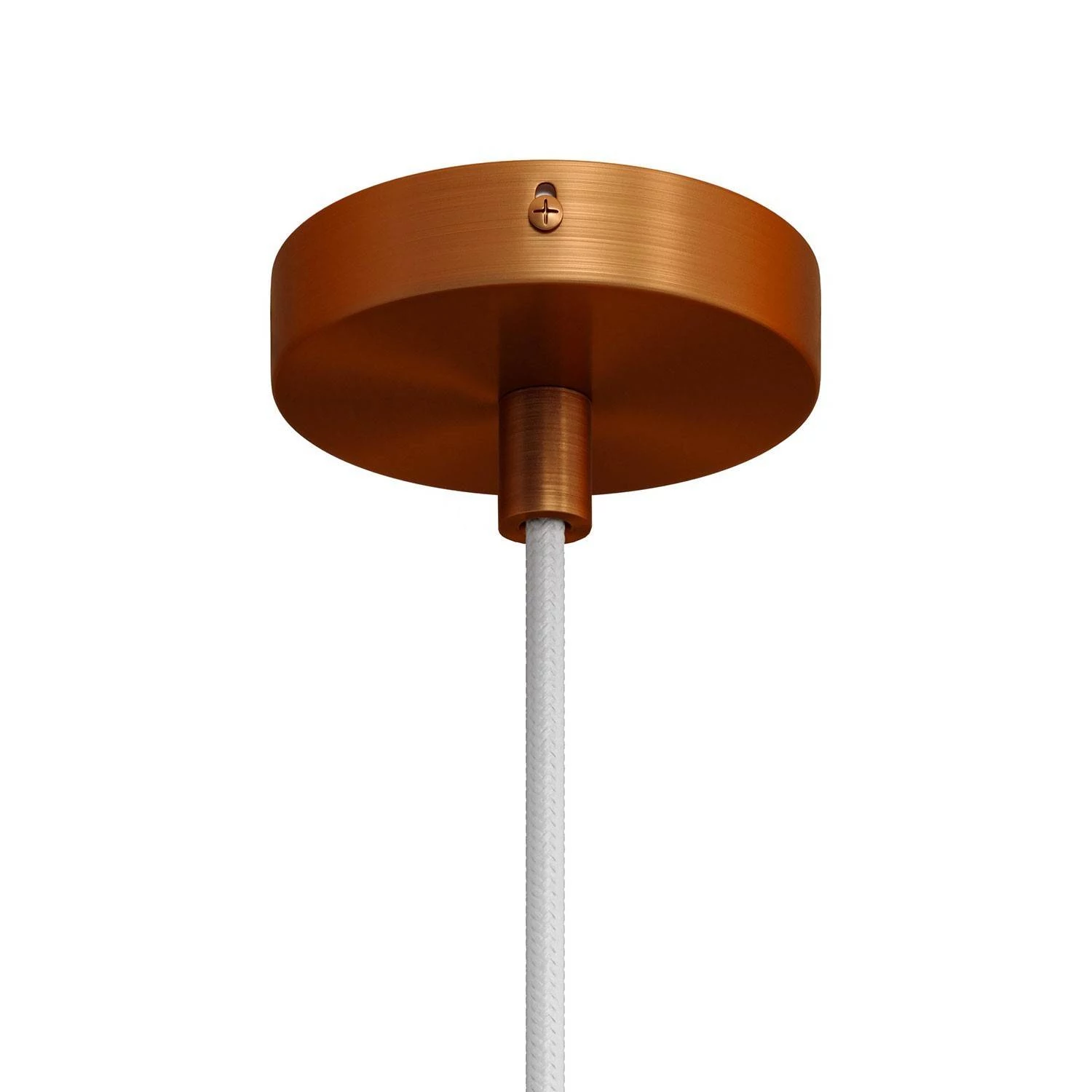 Kit Mini cilindrische houten Plafondrozet van metaal met 1 centraal gat - geborsteld koper - design cilindrische