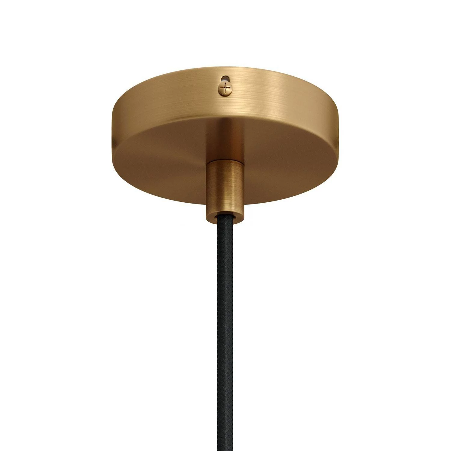 Kit Mini cilindrische houten Plafondrozet van metaal met 1 centraal gat - geborsteld brons - design cilindrische