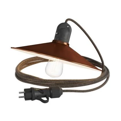 Snake Eiva met Swing-lampenkap, draagbare buitenlamp, 5 m strijkijzersnoer, IP65 waterdichte fitting en stekker - wit - geborsteld koper