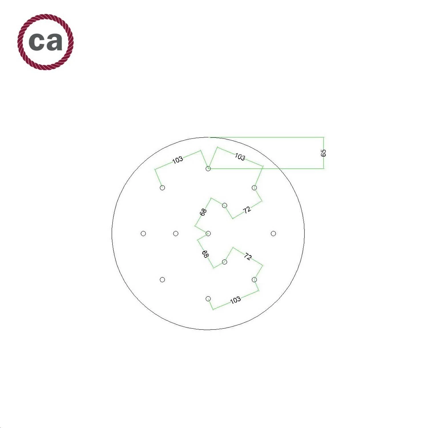 Rose-One compleet rond plafondkap-kit 400 mm. met 12 gaten en 4 zijgaten - PROMO