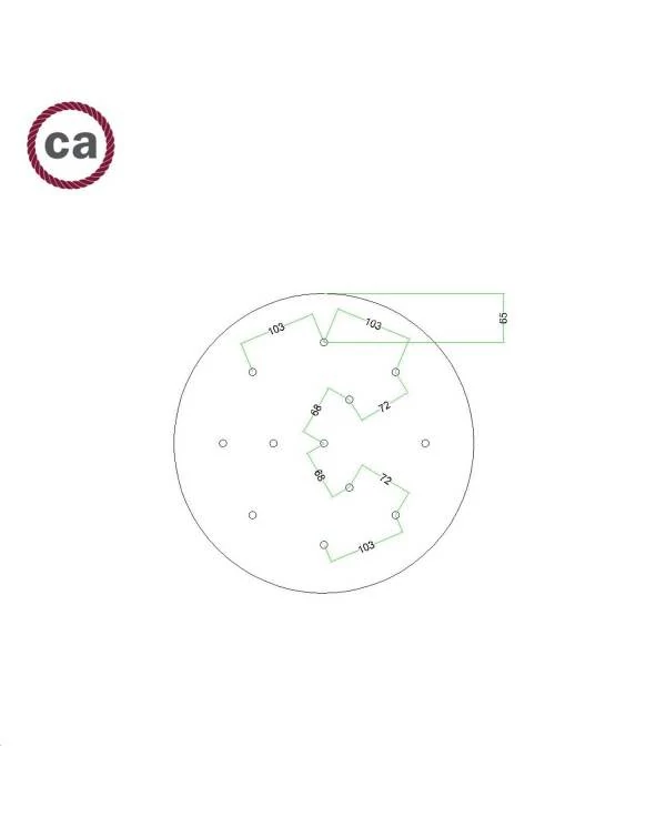 Rose-One compleet rond plafondkap-kit 400 mm. met 12 gaten en 4 zijgaten - PROMO