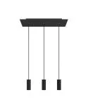 3 lichts-hanglamp voorzien van XXL rechthoekige Rose-One 675 mm compleet met strijkijzersnoer en Tub E14 metalen lampenkap