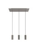 3 lichts-hanglamp voorzien van XXL rechthoekige Rose-One 675 mm compleet met strijkijzersnoer en Tub E14 metalen lampenkap