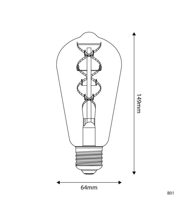 LED Lamp goud B01 5V Collectie Spiraal Filament Edison ST64 1,3W E27 Dimbaar 2500K