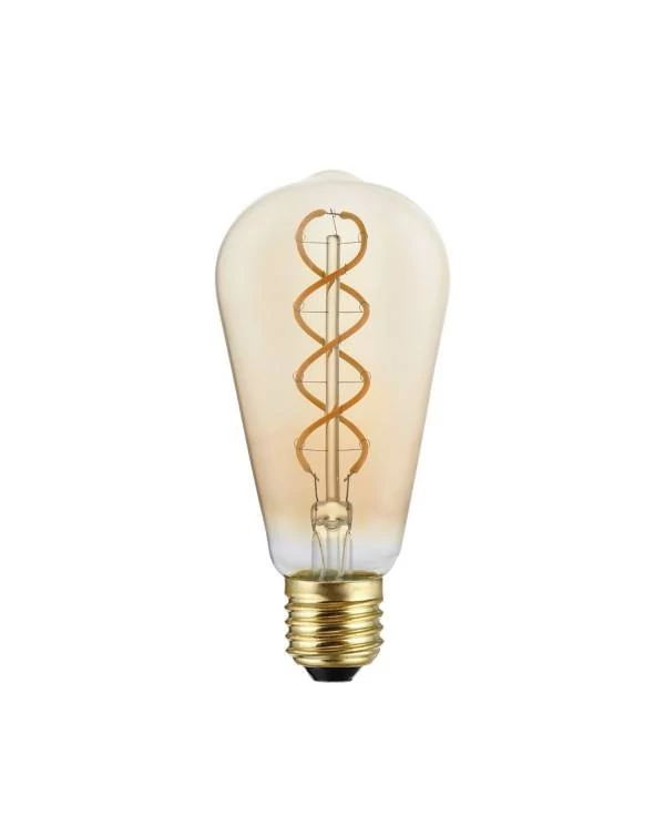 LED Lamp goud B01 5V Collectie Spiraal Filament Edison ST64 1,3W E27 Dimbaar 2500K