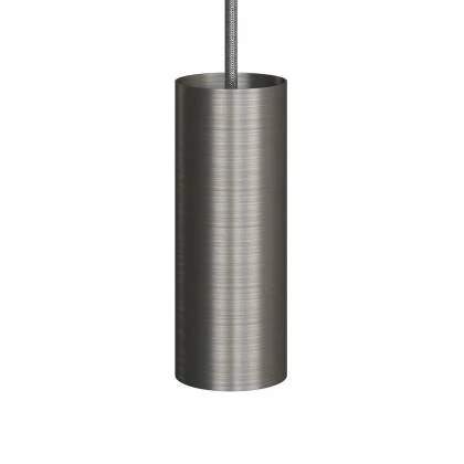 Tub-E14, buis-spot met dubbele ringcontactdoos E14 - geborsteld titanium