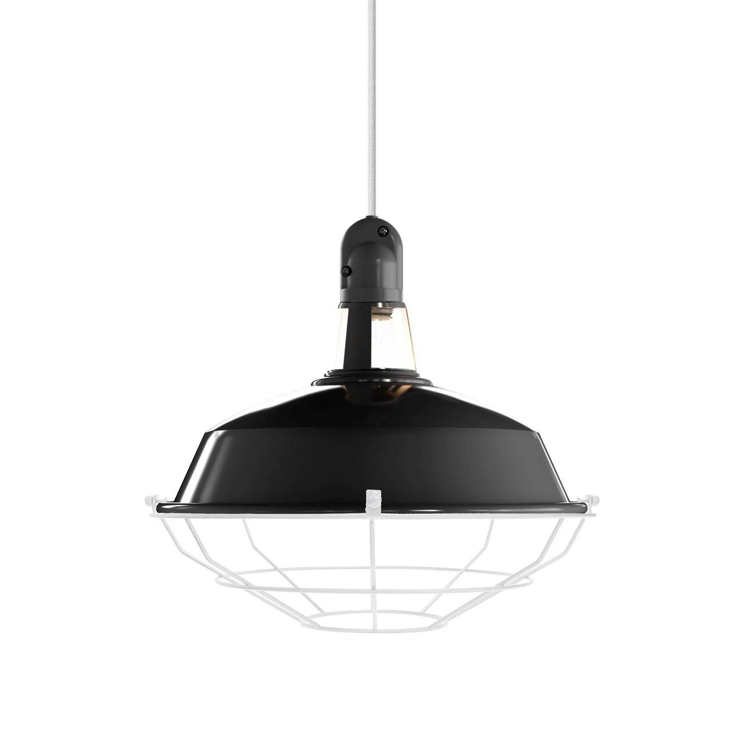 Harbour lampenkap met metalen kooi - Black - White