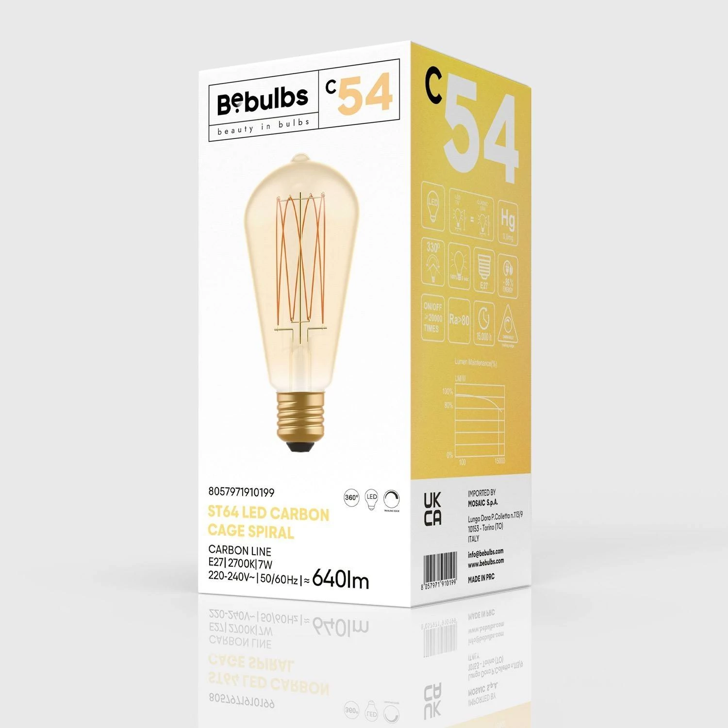 LED Gouden LED Carbon filament lamp C54 Edison ST64 7W E27 Dimbaar 2700K