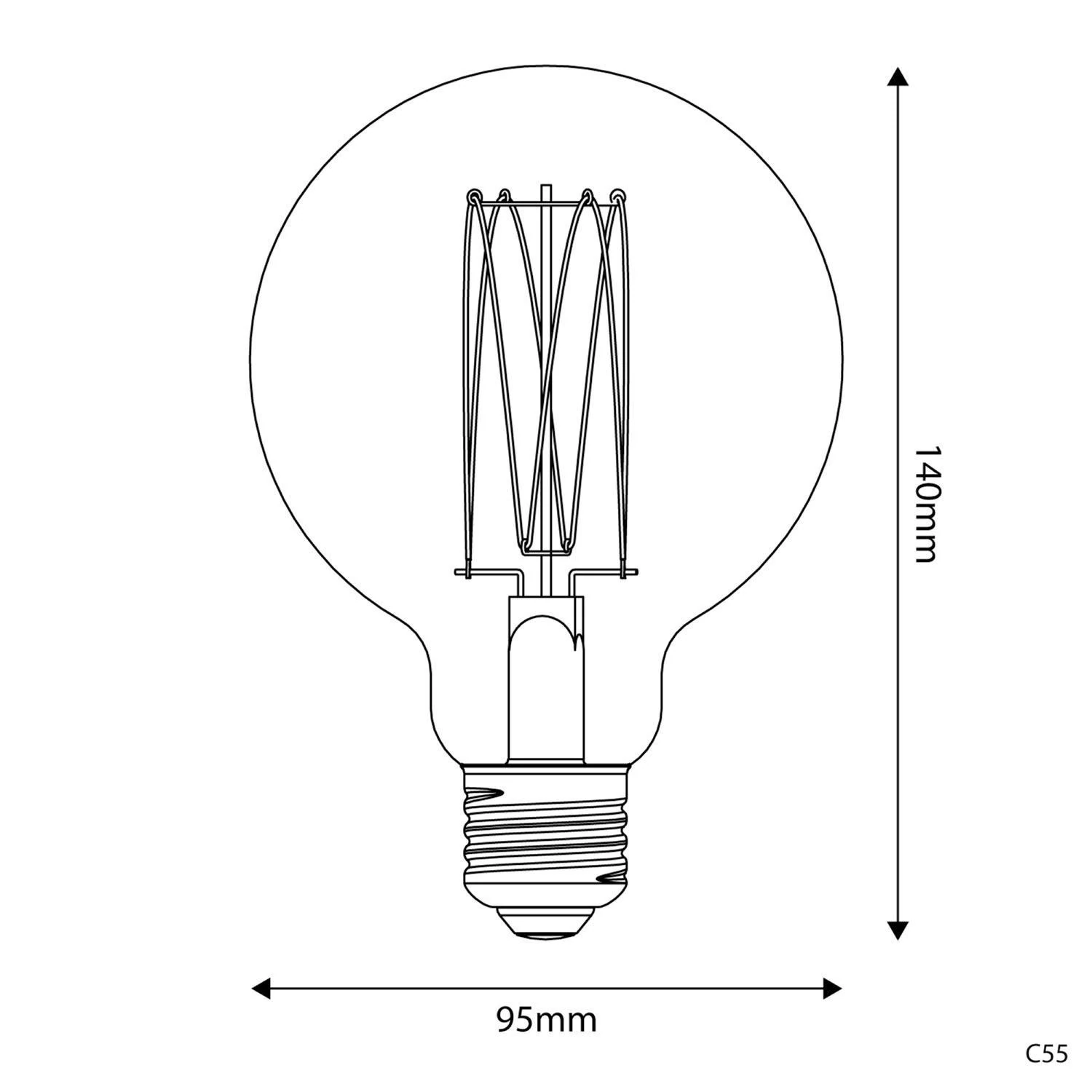 LED Gouden LED Carbon filament lamp C55 Globe G95 7W E27 Dimbaar 2700K