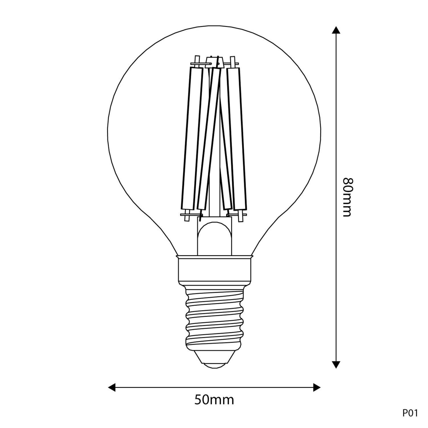 LED lamp E14 CRI 95 G45 5,9W 2700K Dimbaar - P01