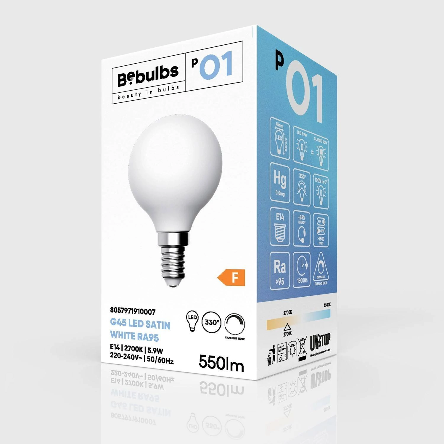 LED lamp E14 CRI 95 G45 5,9W 2700K Dimbaar - P01