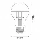 LED Halve Bol Zilver Drop A60 7W 650Lm E27 2700K Dimbaar - A02