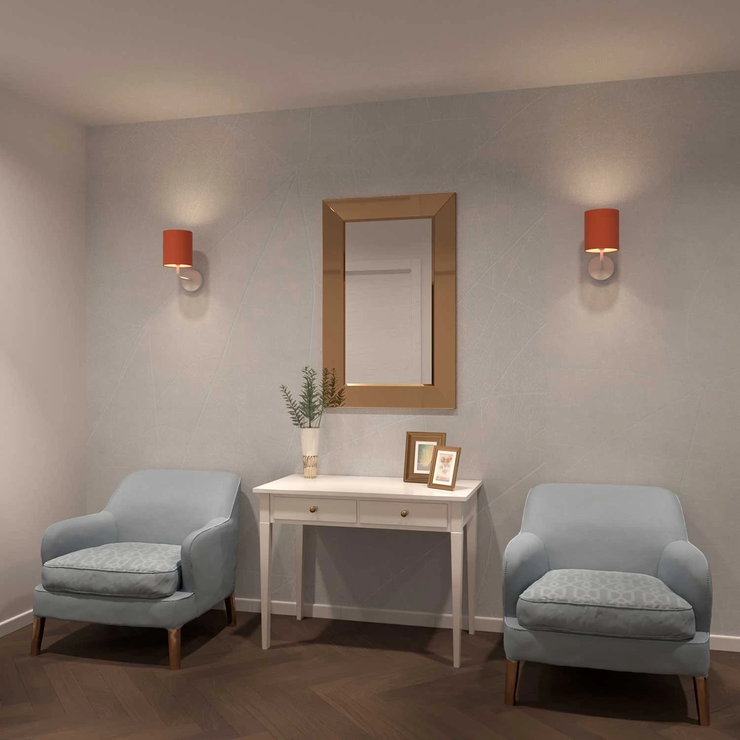 Fermaluce Metal, metalen wandlamp met lampenkap en gebogen arm