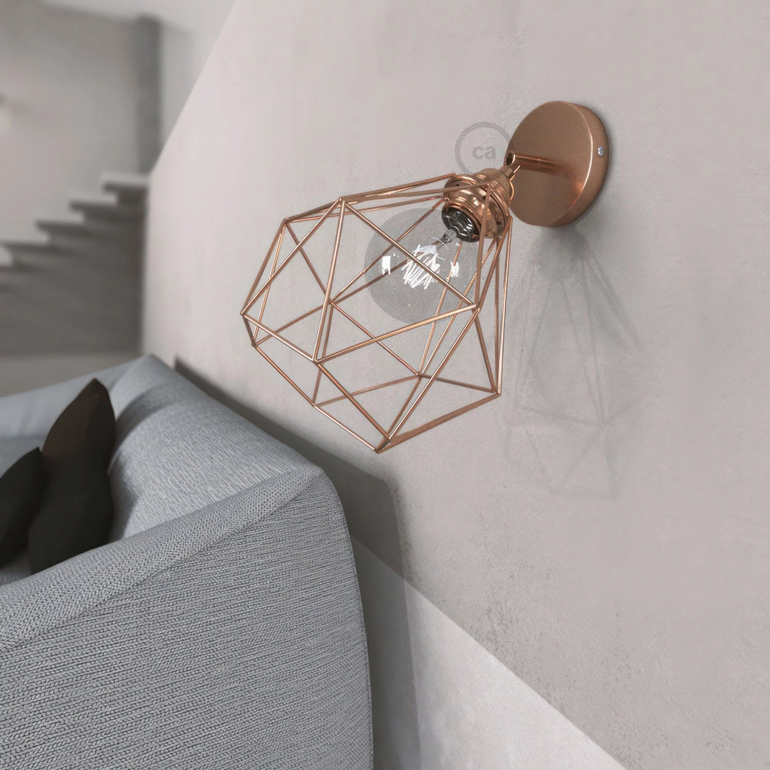 Fermaluce Metallo 90° met Diamond lampenkap, verstelbare metalen muurlamp