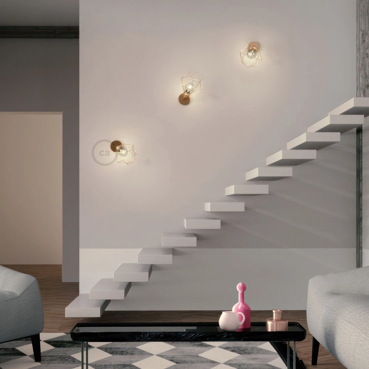 Fermaluce Metallo 90° met Diamond lampenkap, verstelbare metalen muurlamp