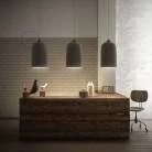 Hanglamp vervaardigd in Italië met textiel kabel, Cloche XL kap in keramiek