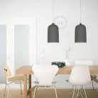 Hanglamp vervaardigd in Italië met textiel kabel, Cloche XL kap in keramiek