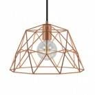 Hanglamp vervaardigd in Italië met textielkabel, koepelkap en metalen afwerking