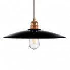 Hanglamp vervaardigd in Italië met textiel kabel, platte keramische kap en metalen afwerking