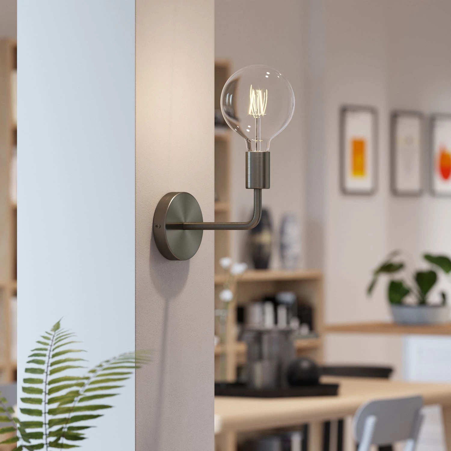 Fermaluce Metal, metalen wandlamp met gebogen arm