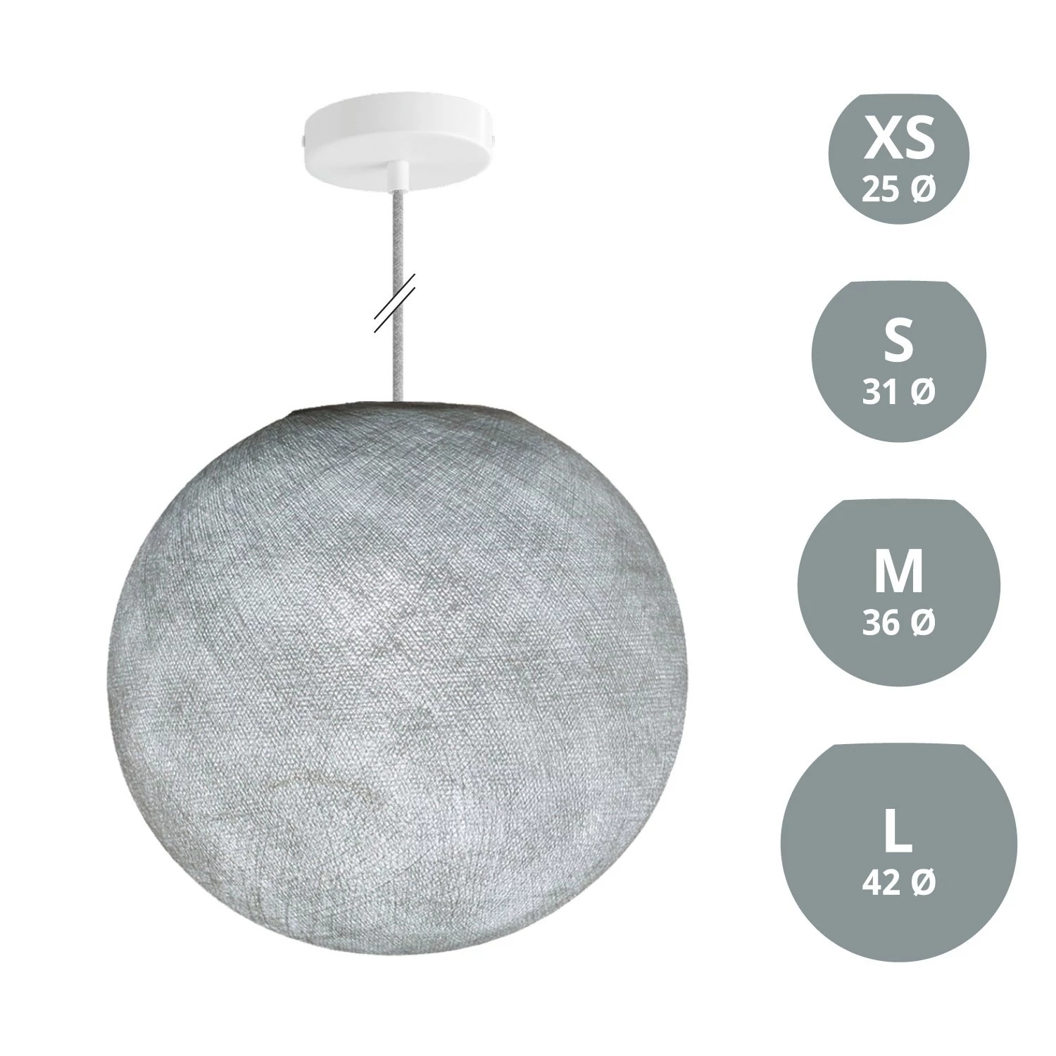 Hanglamp met handgemaakte Sphere Lampenkap - pearl grey polyester