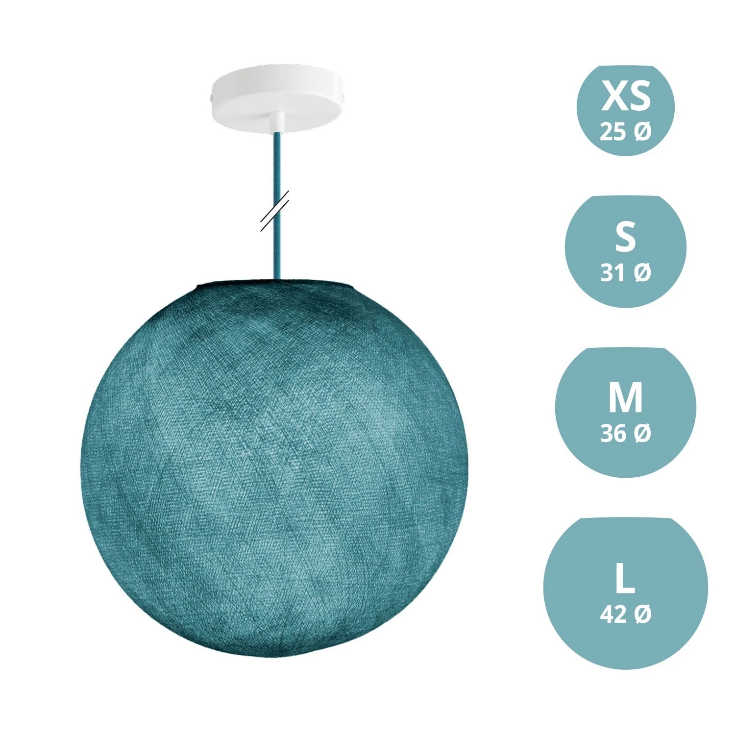 Hanglamp met handgemaakte Sphere Lampenkap - polyester petrol blauw