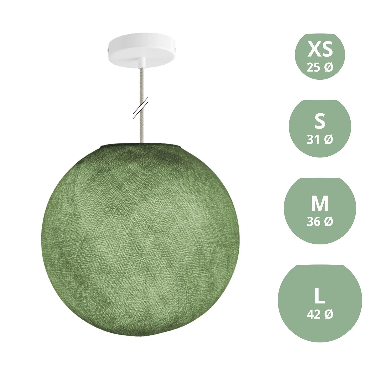 Hanglamp met handgemaakte Sphere Lampenkap - polyester olijfgroen