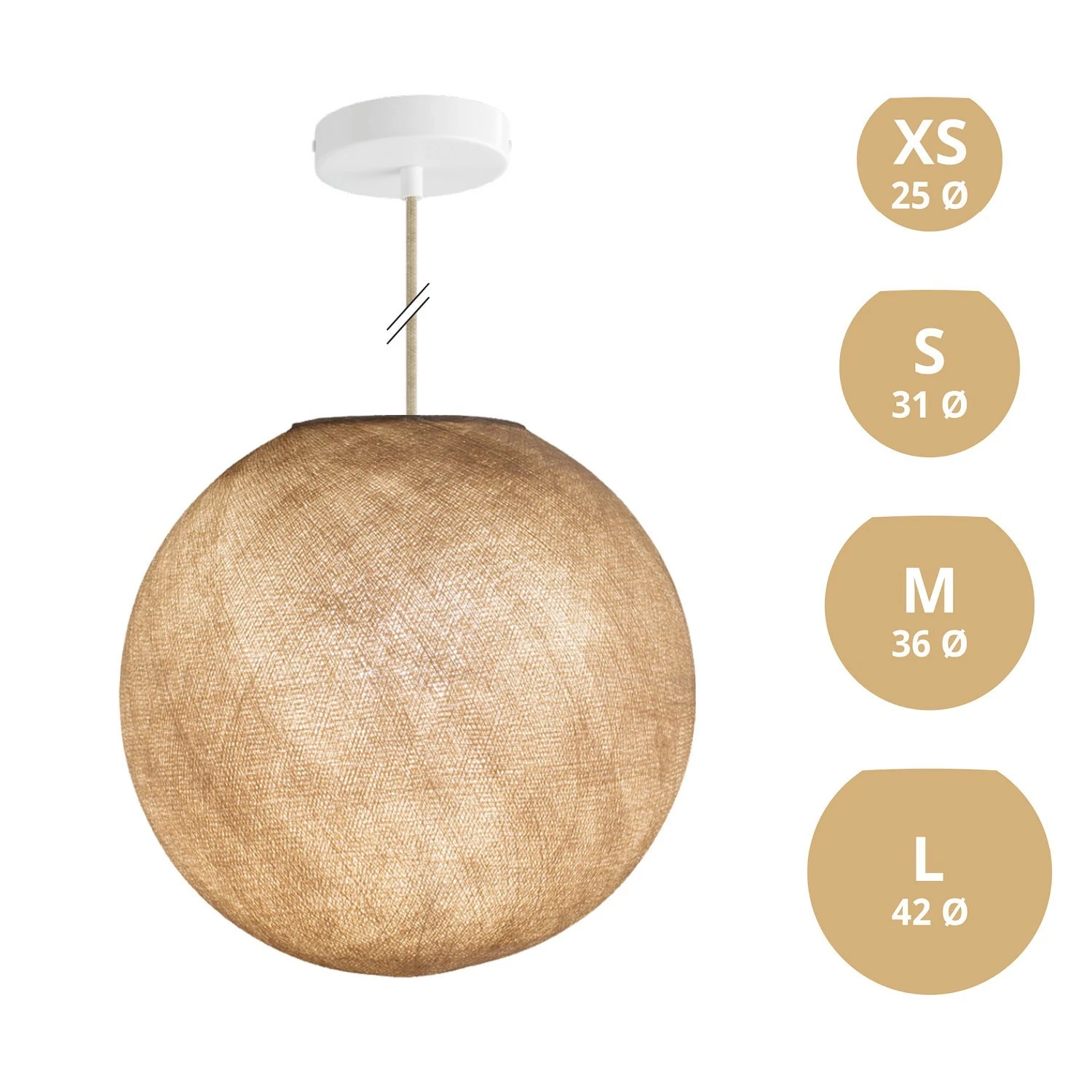 Hanglamp met handgemaakte Sphere Lampenkap - polyester zandkleur
