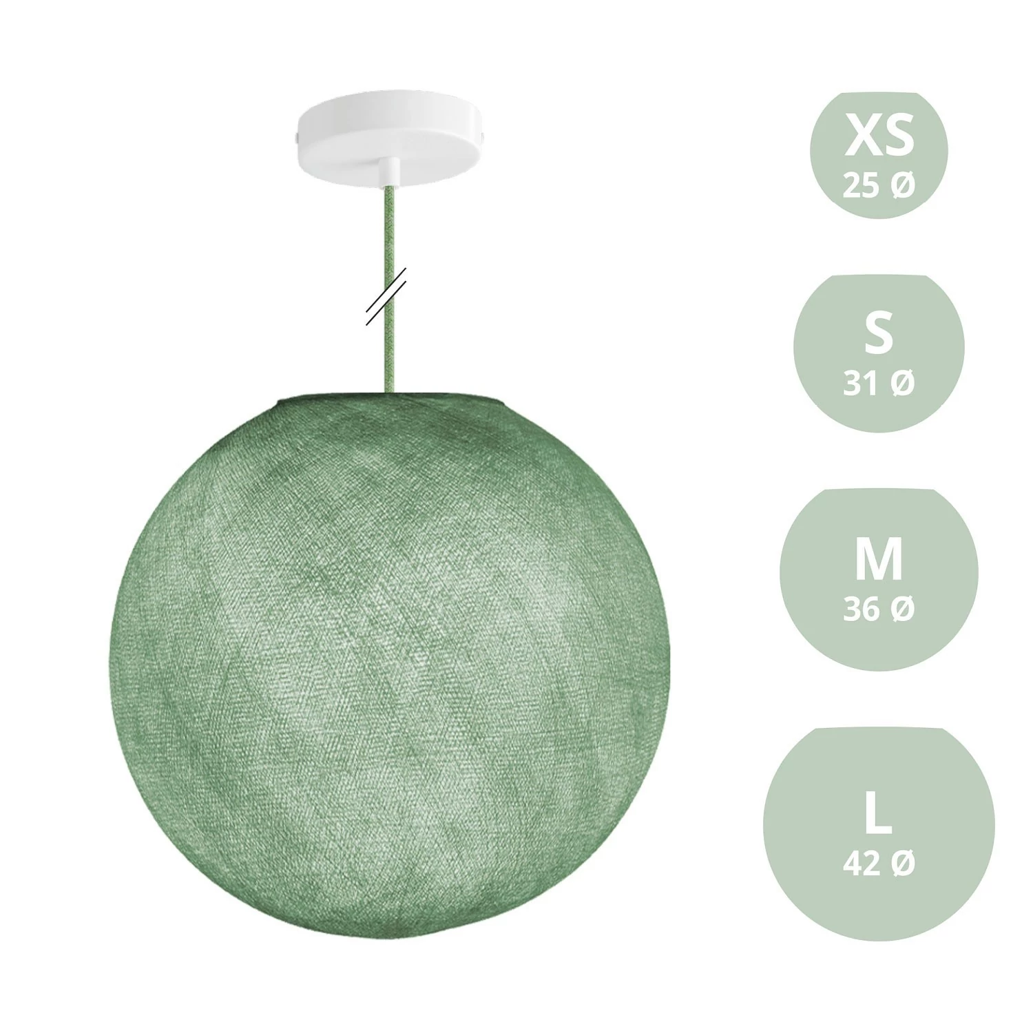 Hanglamp met handgemaakte Sphere Lampenkap - polyester lichtgroen