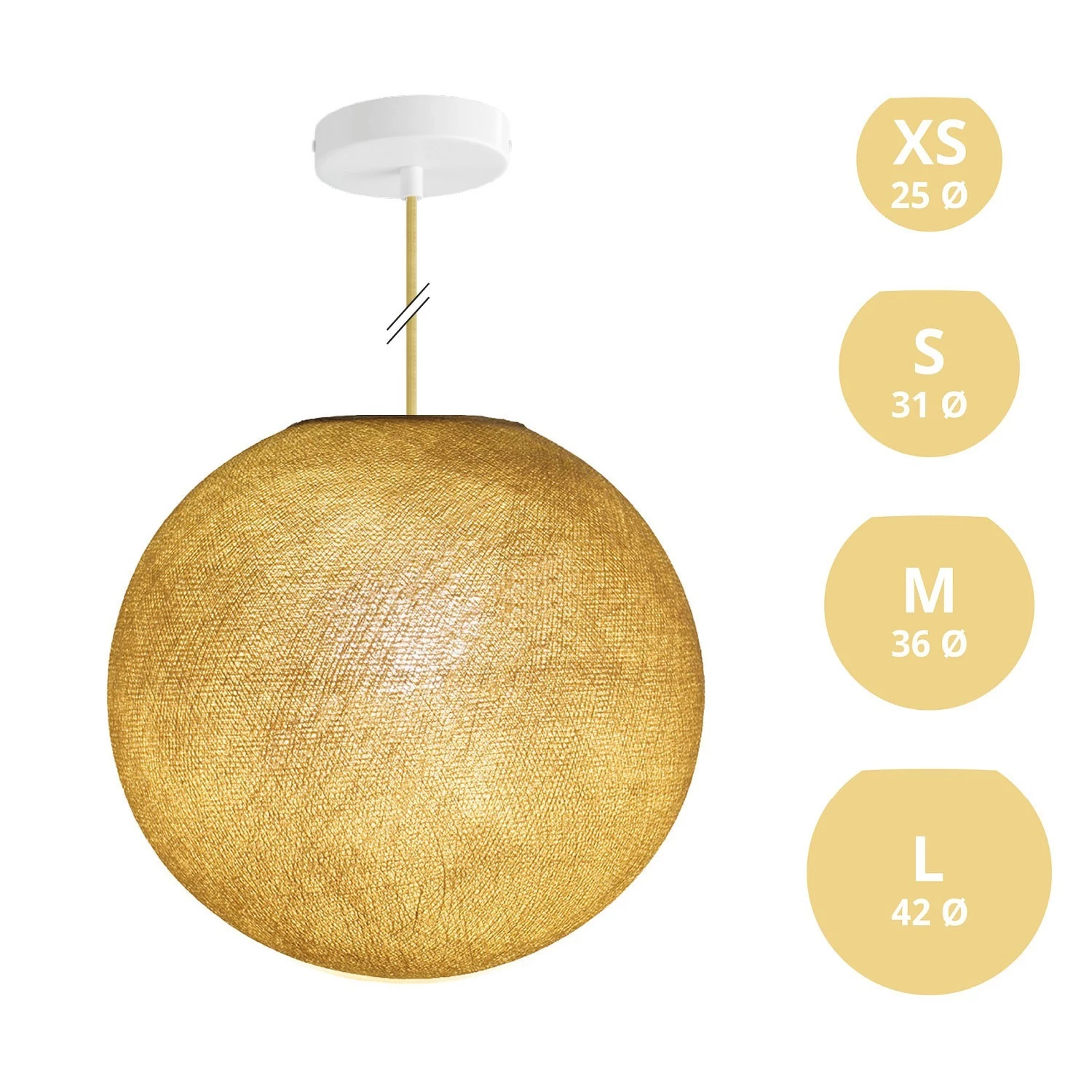 Hanglamp met handgemaakte Sphere Lampenkap - mosterd polyester