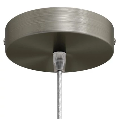 Strak design 1-gaats 120 mm. cilindrische metalen plafondkap - geborsteld titanium - luxe conische