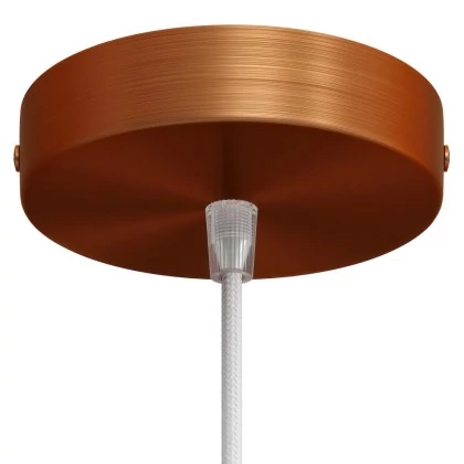 Strak design 1-gaats 120 mm. cilindrische metalen plafondkap - geborsteld koper - luxe conische
