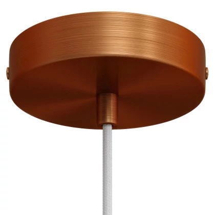 Strak design 1-gaats 120 mm. cilindrische metalen plafondkap - geborsteld koper - design cilindrische