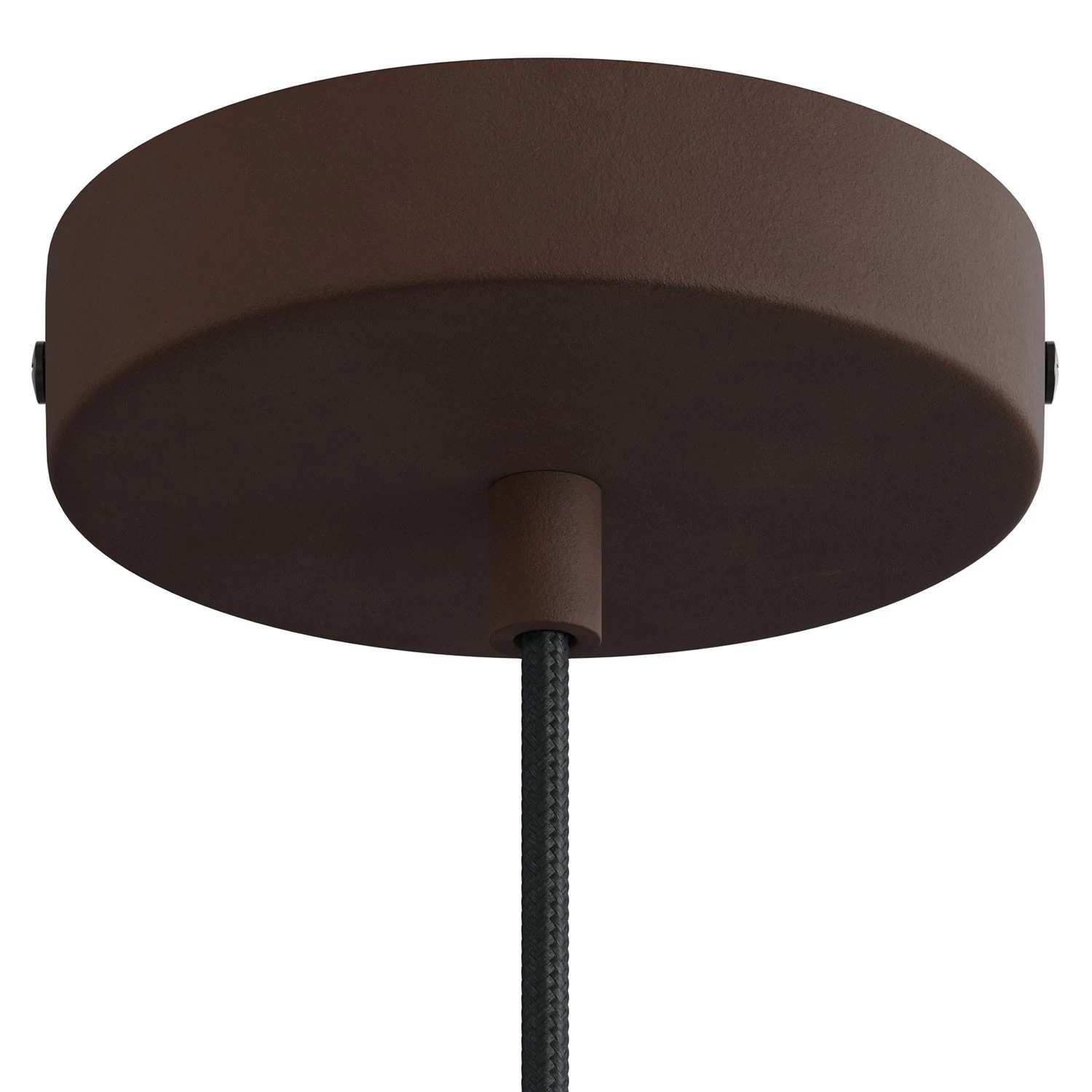 Strak design 1-gaats 120 mm. cilindrische metalen plafondkap - roestkleurig geverfd - design cilindrische