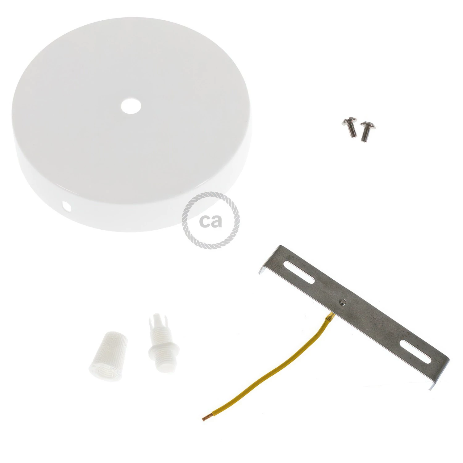 Strak design 1-gaats 120 mm. cilindrische metalen plafondkap