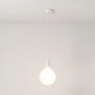Pendant lamp with textile cable and coloured porcelain details - Made in Italy