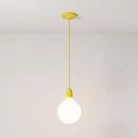 Pendant lamp with textile cable and coloured porcelain details - Made in Italy
