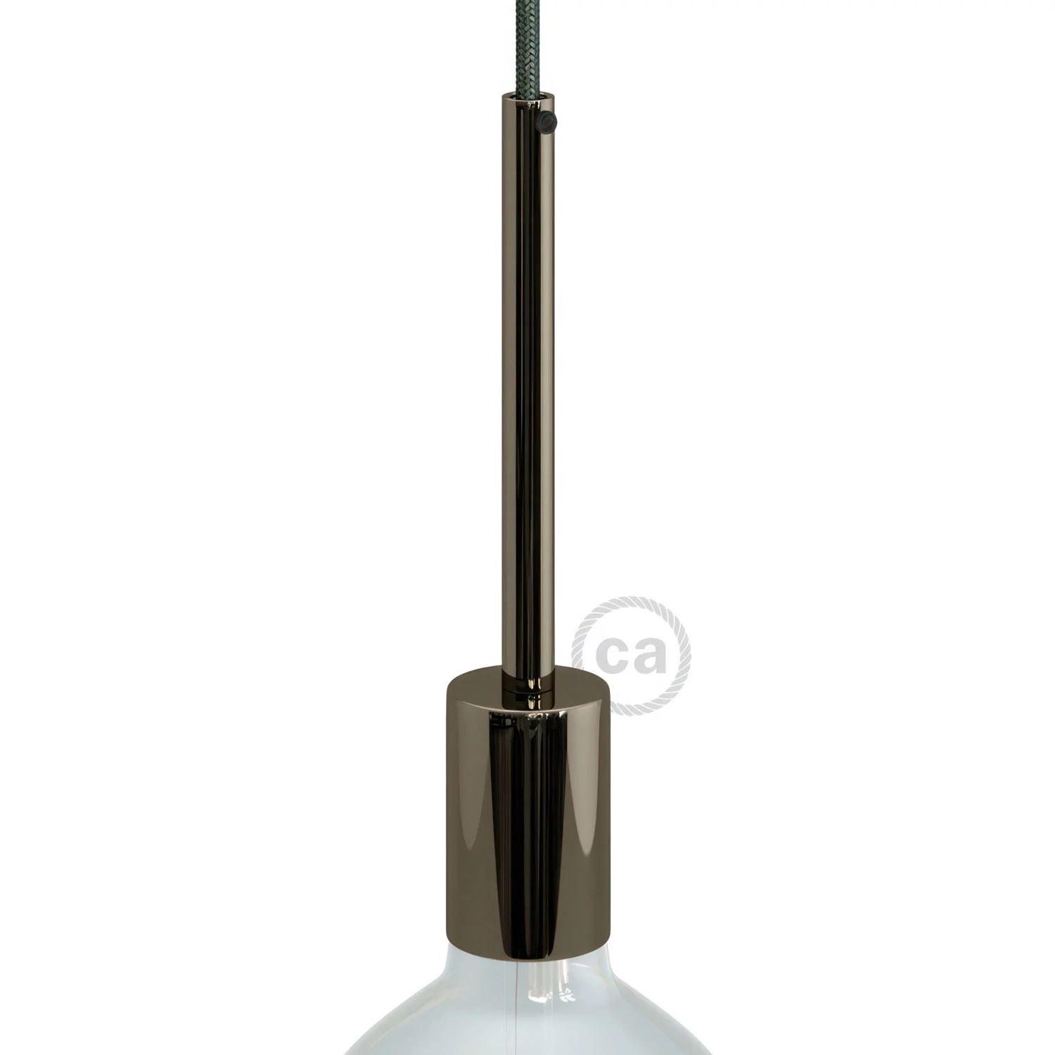 Cilindrische metalen E27 fittinghouder kit met 15 cm. trekontlaster