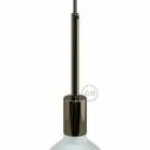 Cilindrische metalen E27 fittinghouder kit met 15 cm. trekontlaster