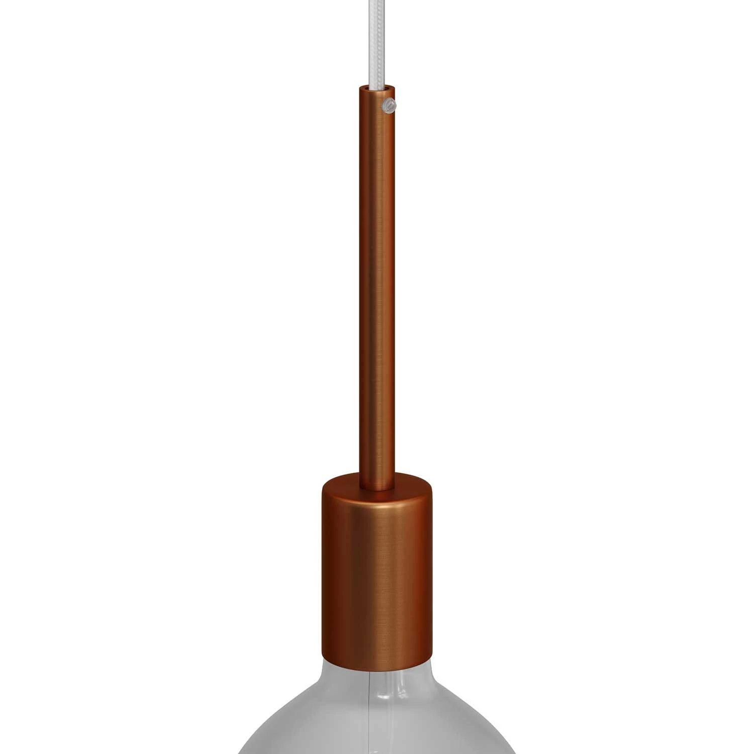 Cilindrische metalen E27 fittinghouder kit met 15 cm. trekontlaster