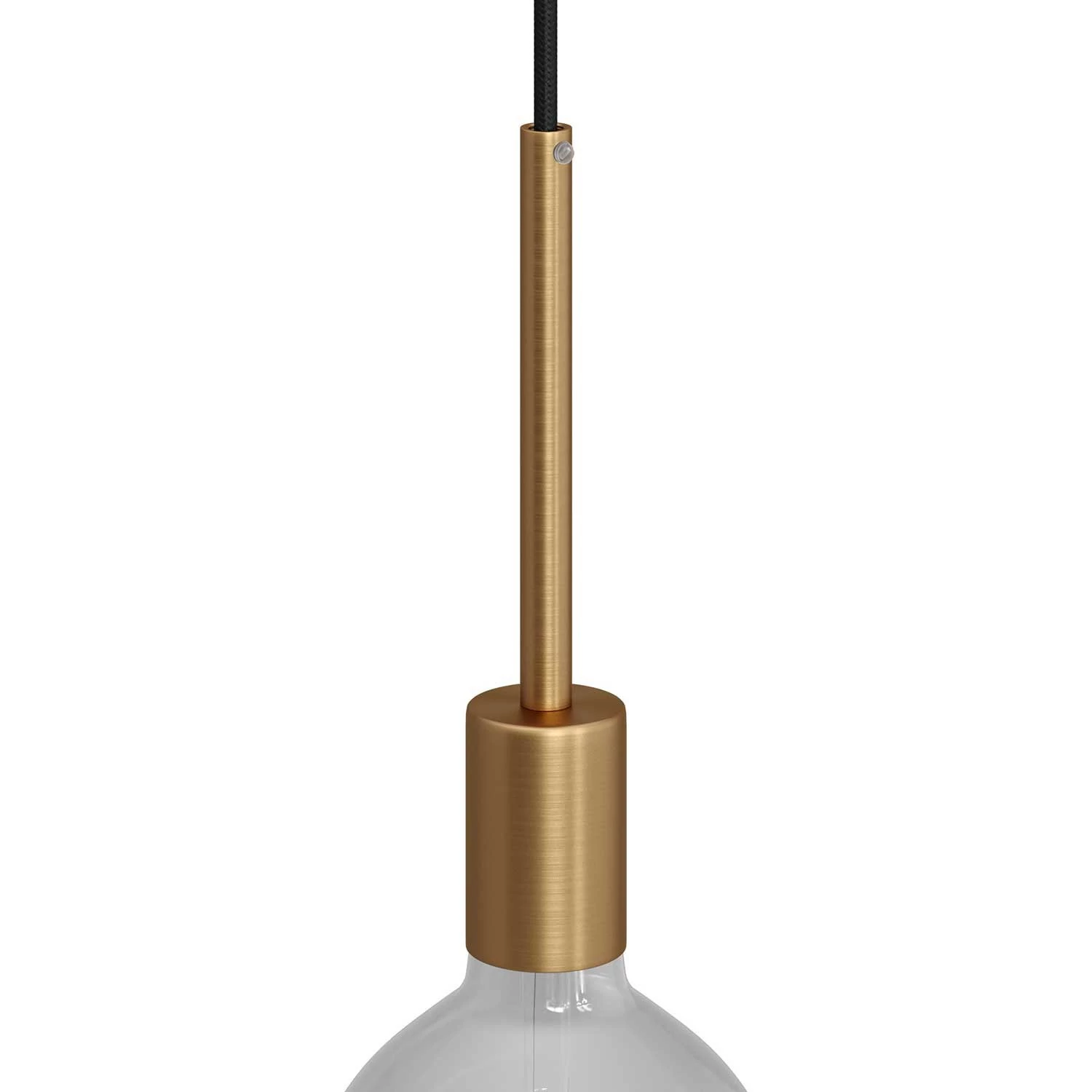Cilindrische metalen E27 fittinghouder kit met 15 cm. trekontlaster
