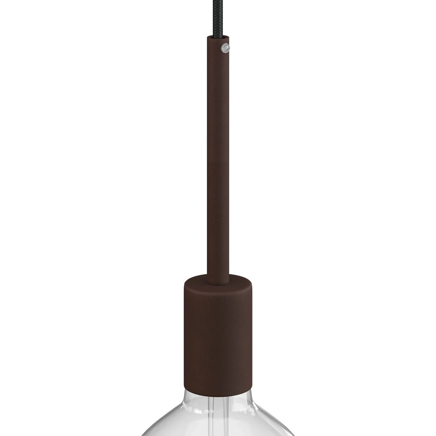 Cilindrische metalen E27 fittinghouder kit met 15 cm. trekontlaster