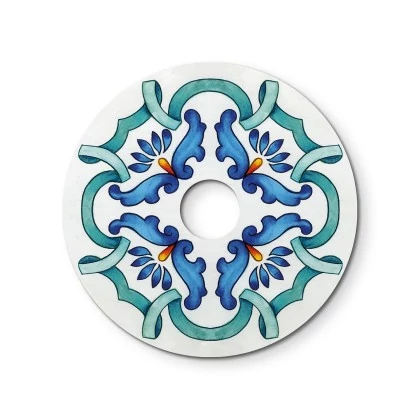 Mini Ellepì 'Maioliche' platte lampenkap ideaal voor hang- en wandlampen of voor snoerverlichting, 24 cm diameter-Made in Italy - majolica blauw