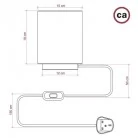 Posaluce Metal met Cilindro lampenkap van petrol cinette, inclusief lichtbron, textielkabel, schakelaar en 2-polige stekker