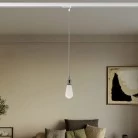 Vintage track hanglamp met gevlochten kabel